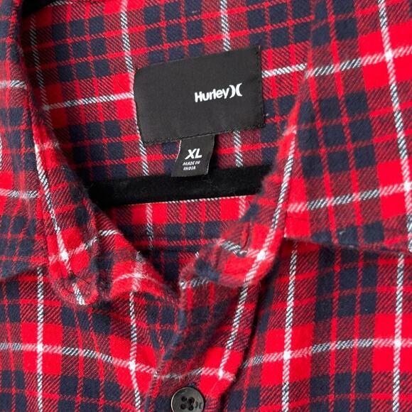 Men's Hurley Tartan Plaid Button Down Flannel Shirt Size XL - Picture 3 of 7
